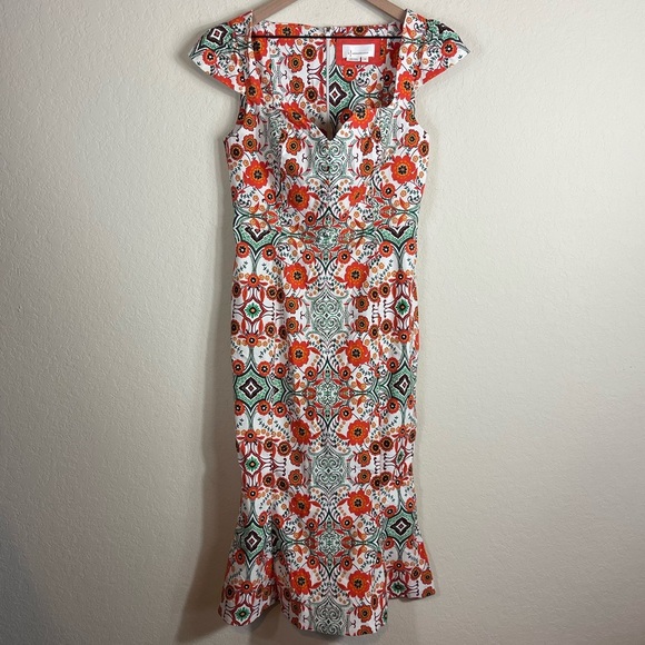 By Anthropologie Cecily Fit & Flare Sweetheart Floral Midi Dress Size Medium - Picture 7 of 10